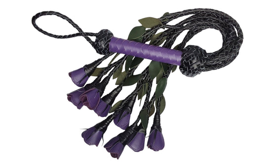 Hand Made, 100% Leather Purple (Vibrant ) Rose Splay Floggers Double Sided,Stitched Edges