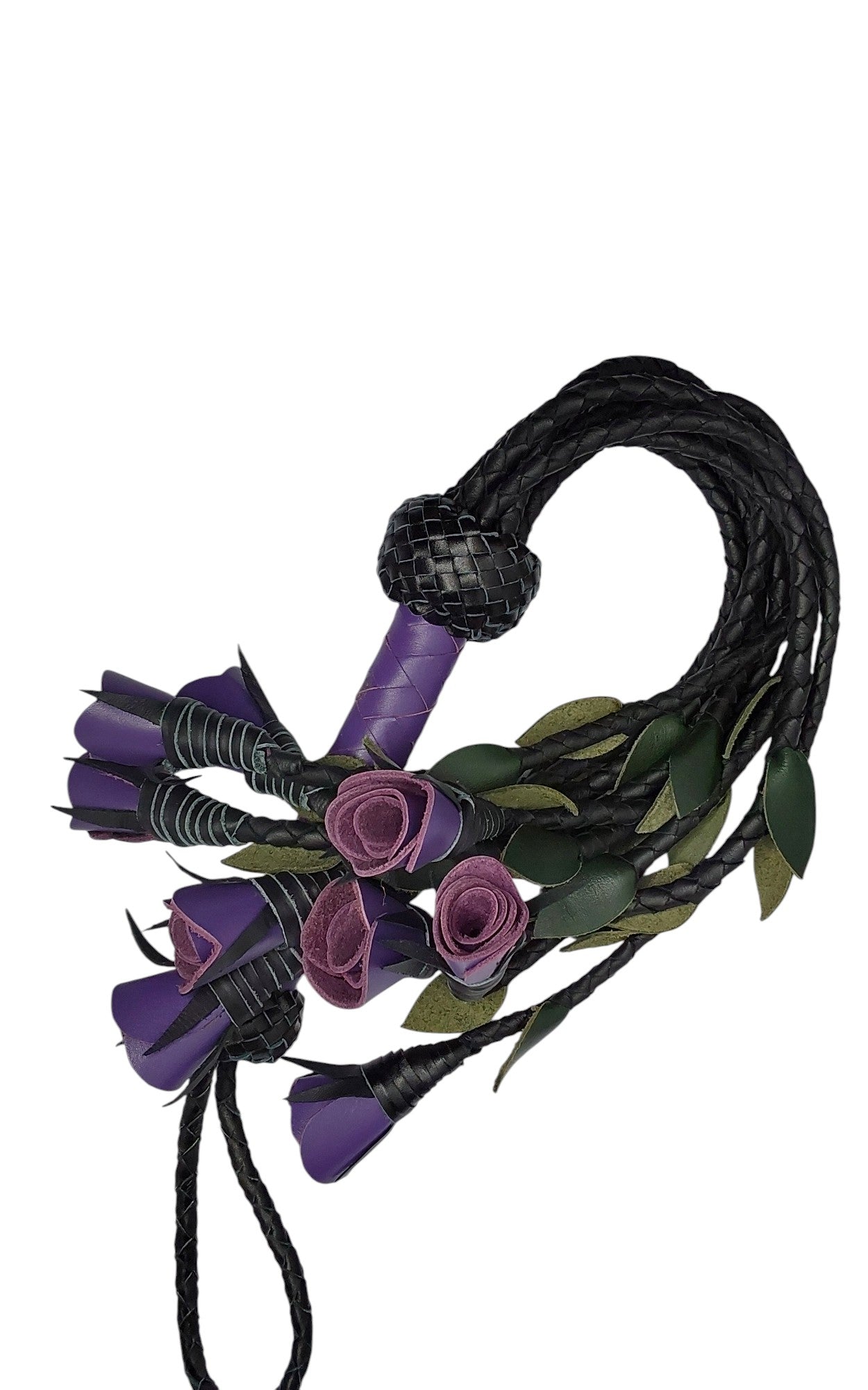 100% Leather Hand Made, Eggplant Purple Splay Floggers Single Sided, Not Stitched