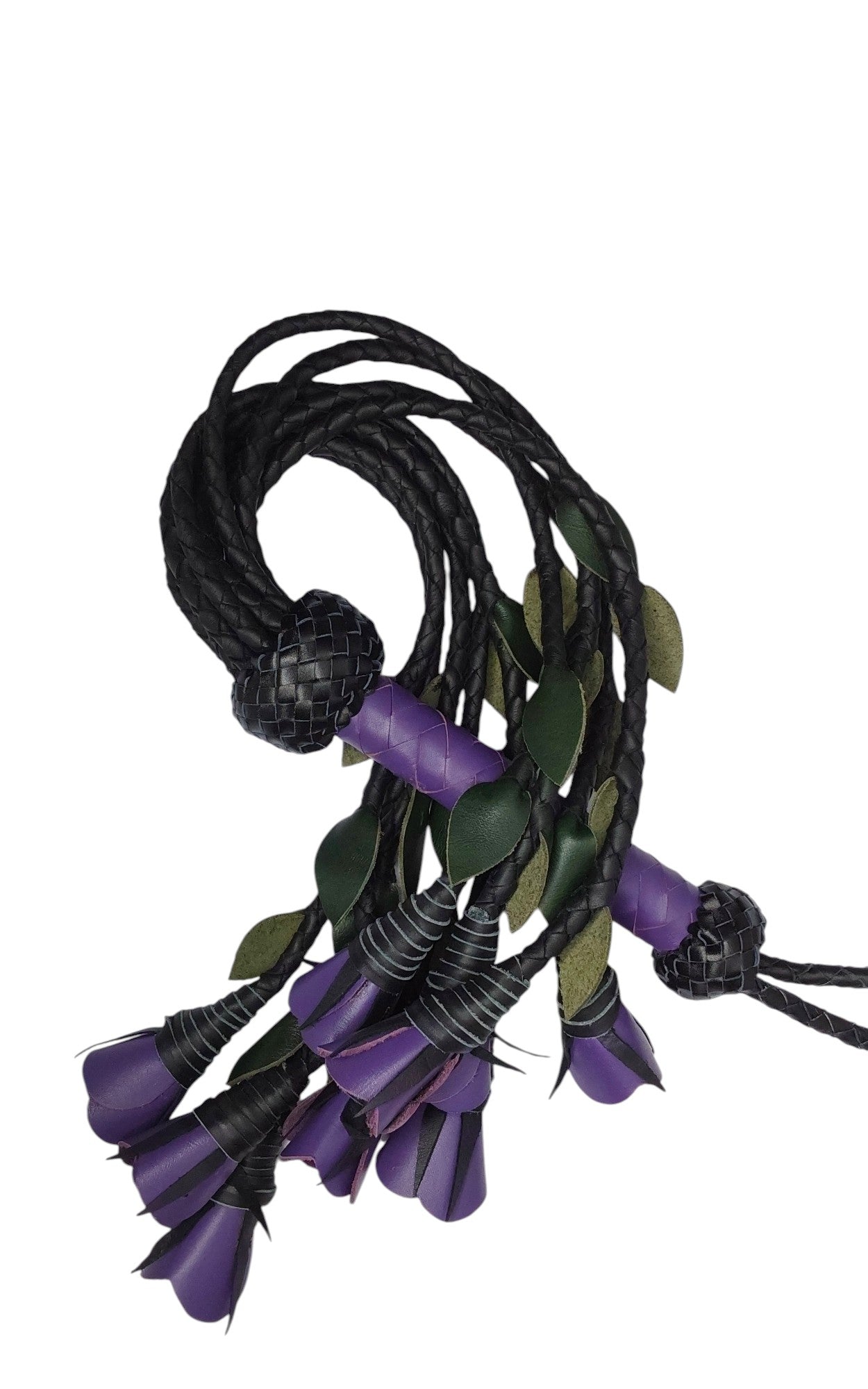 100% Leather Hand Made, Eggplant Purple Splay Floggers Single Sided, Not Stitched