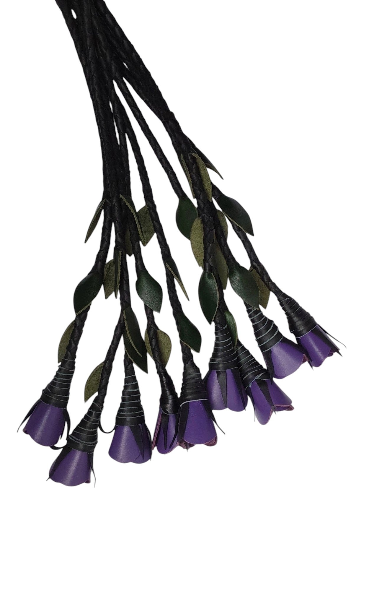 100% Leather Hand Made, Eggplant Purple Splay Floggers Single Sided, Not Stitched