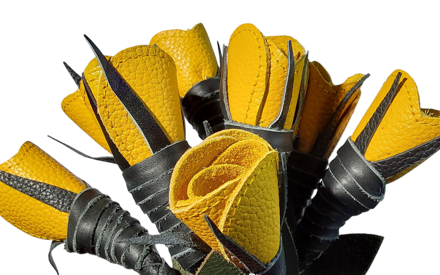 Hand Made, 100% Leather Yellow Rose Splay Floggers Double Sided,Stitched Edges