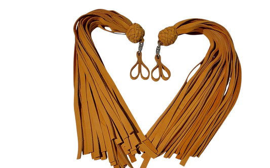 Hand Made Leather Finger Floggers 45cm Long Falls, Light Weight 225Grams. Single Flogger
