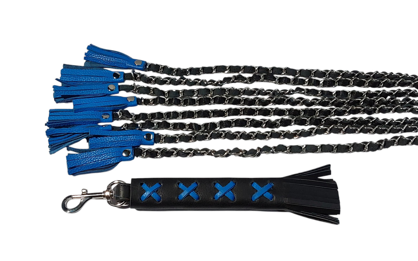 Hand Made Chain with Leather Inlay Flogger Detachable Flat Handle & Swivel BDSM Impact Toy