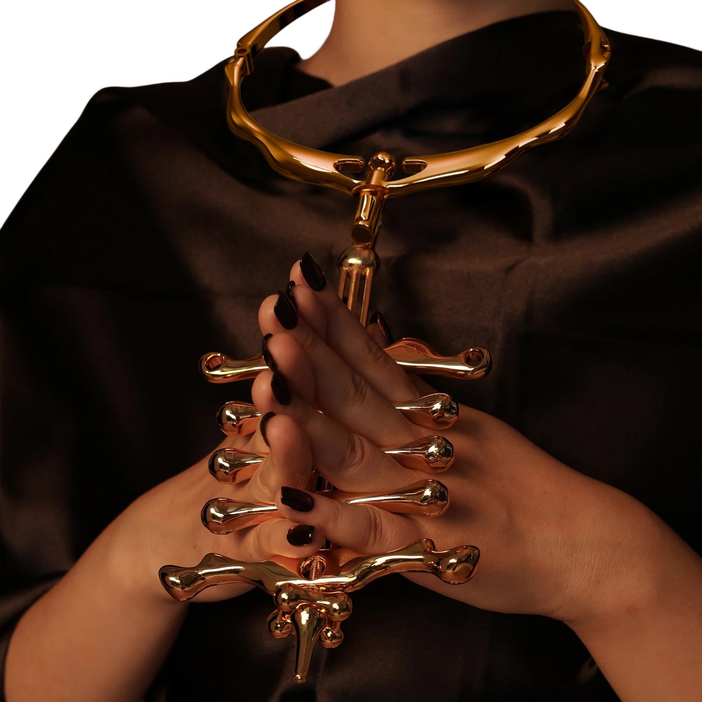 Gold Collar and Finger Restraint System – Luxury BDSM Bondage Gear