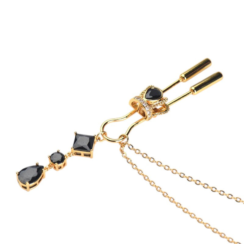 Gold Nipple Clamps with Dual Chains – Luxury BDSM Jewelry