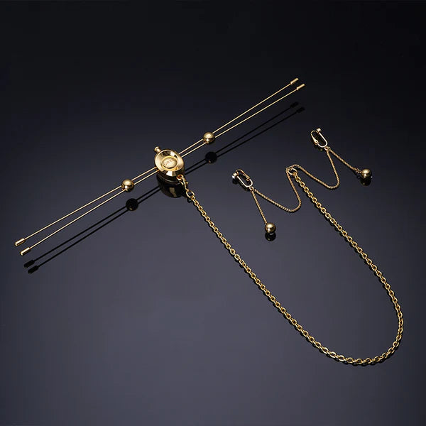 Double Bar Vibration Nipple Clamps & Clitoral Chain Accessories Set