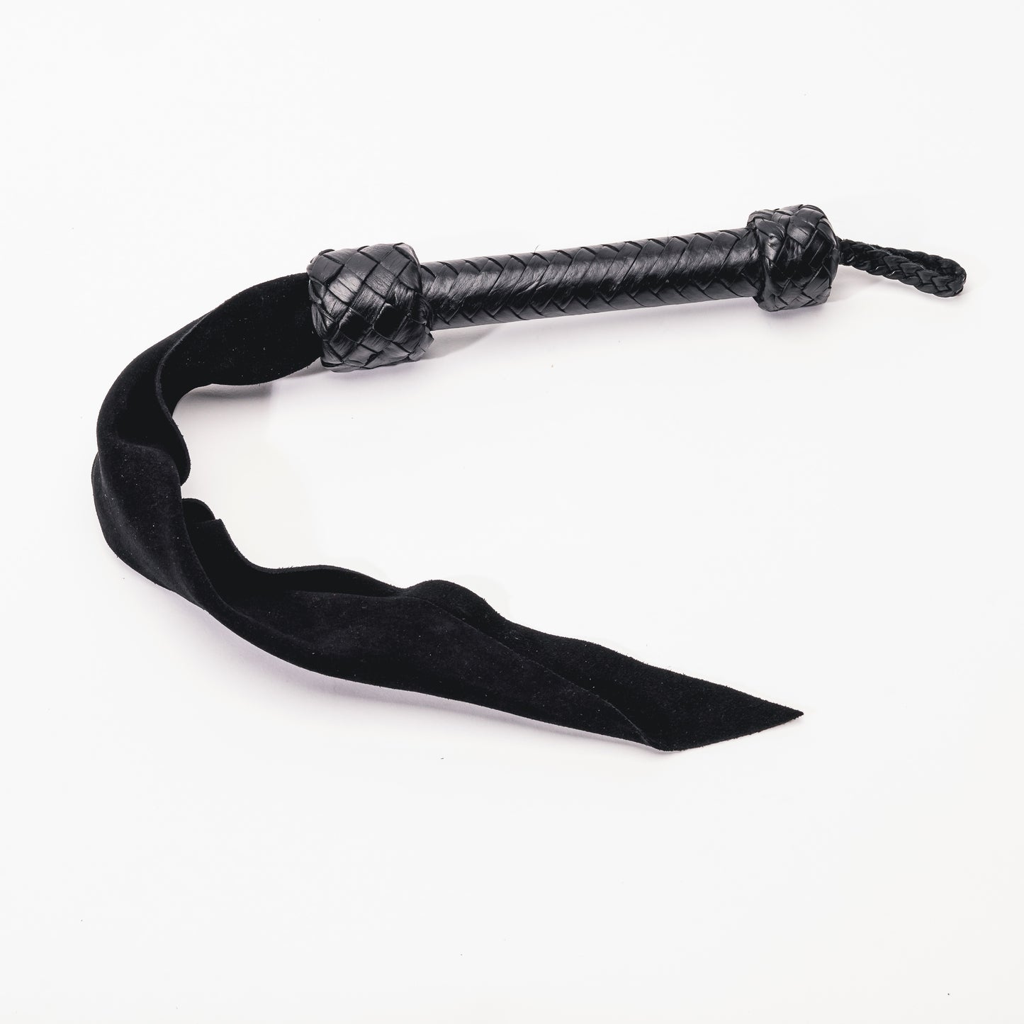 100% Suede Hand Made Long Single Tongue Dragon's Tail - Black Flogger -