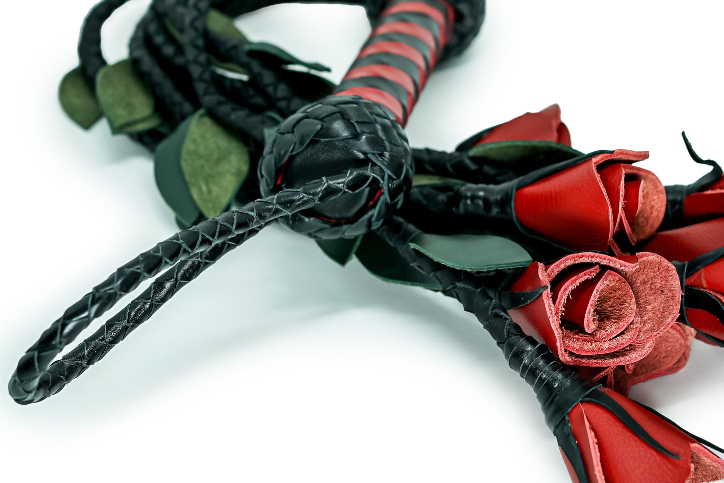 100% Leather Hand Made, Red Rose Splay Floggers Single Sided, Not Stitched