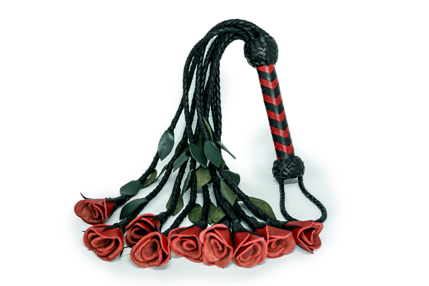 100% Leather Hand Made, Red Rose Splay Floggers Single Sided, Not Stitched