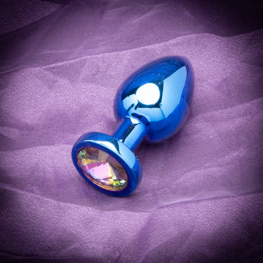 Round Metal  Butt/Anal Plug Medium (Pine Cone Shaped) with Coloured Gem