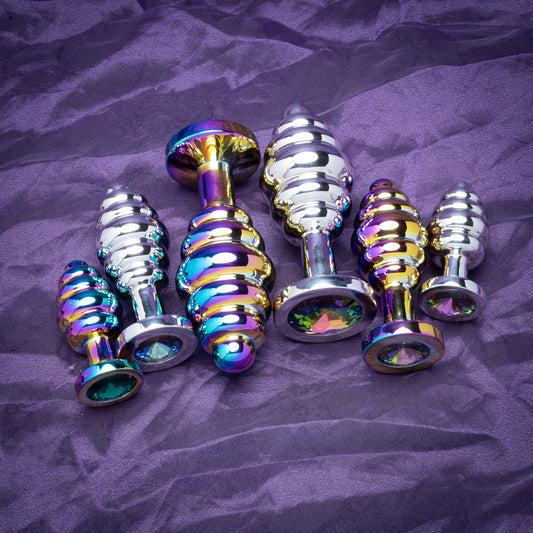 Bee Hive Metal Plug Large –Threaded Stainless Steel Butt/Anal Plug with Gem Base | Beginner & Advanced Anal Toy