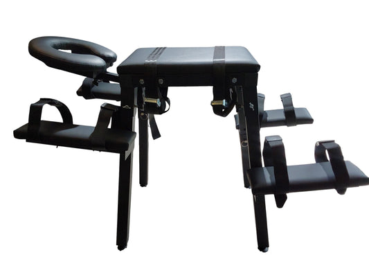 MATURE | Portable Spanking Bench with Headrest – Black Dungeon Furniture | Adjustable Bondage Bench for Restraint & Impact Play