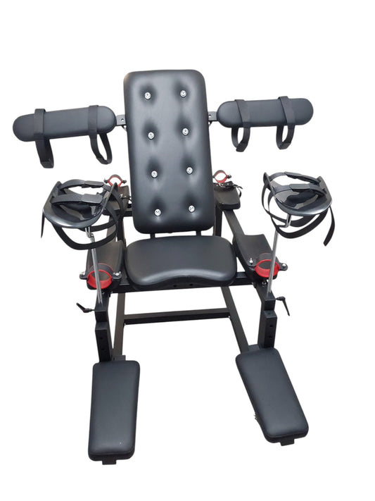 Mature Impact BDSM Bench "Infernal Shadows Bench" Multi position Bondage Bench  with restraints , Adjustable Steel Frame, Black Vinyl