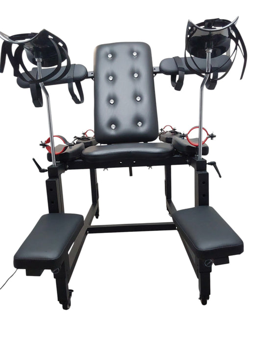 Mature Impact BDSM Bench "Infernal Shadows Bench" Multi position Bondage Bench  with restraints , Adjustable Steel Frame, Black Vinyl