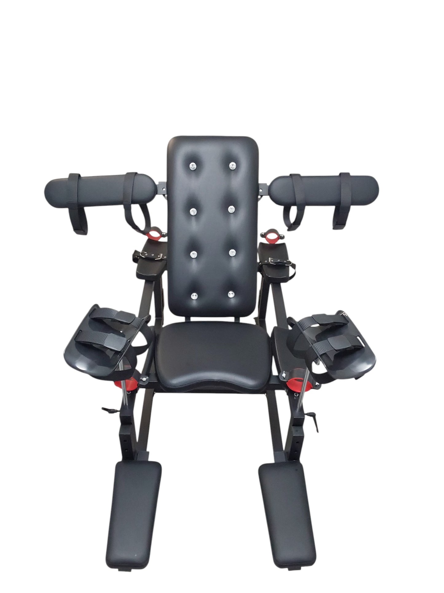 Mature Impact BDSM Bench "Infernal Shadows Bench" Multi position Bondage Bench  with restraints , Adjustable Steel Frame, Black Vinyl