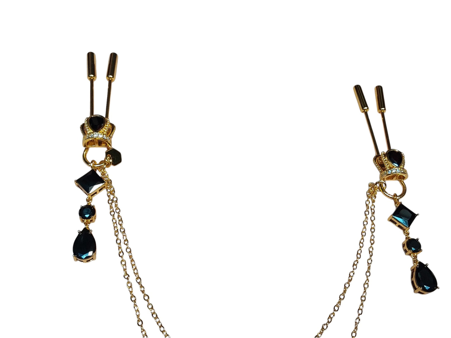 Gold Nipple Clamps with Dual Chains – Luxury BDSM Jewelry