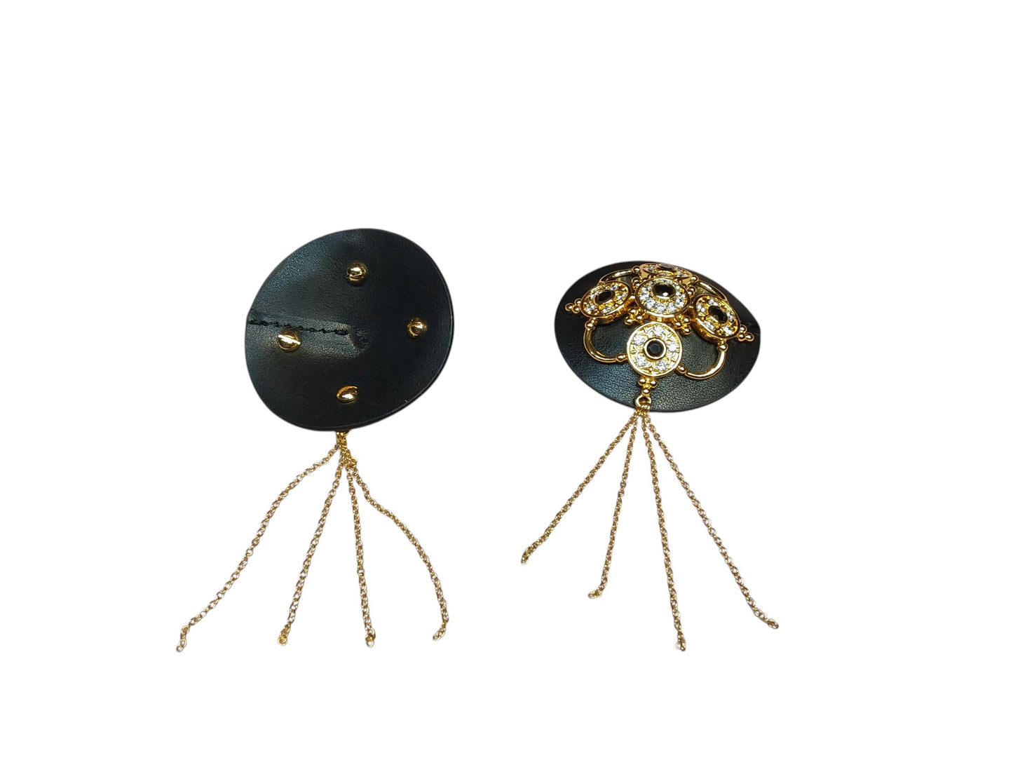 Luxury Baroque Leather Pasties with  Czech Zircon Gems Inlaid