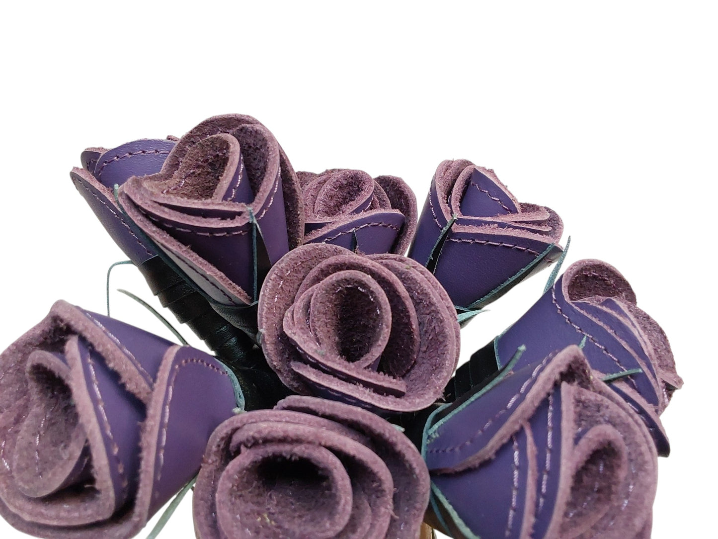 Hand Made, 100% Leather Purple (Vibrant ) Rose Splay Floggers Double Sided,Stitched Edges