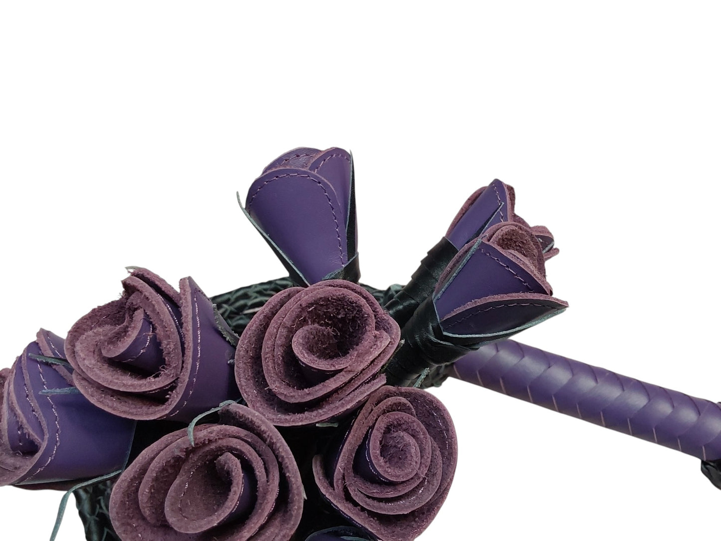 Hand Made, 100% Leather Purple (Vibrant ) Rose Splay Floggers Double Sided,Stitched Edges