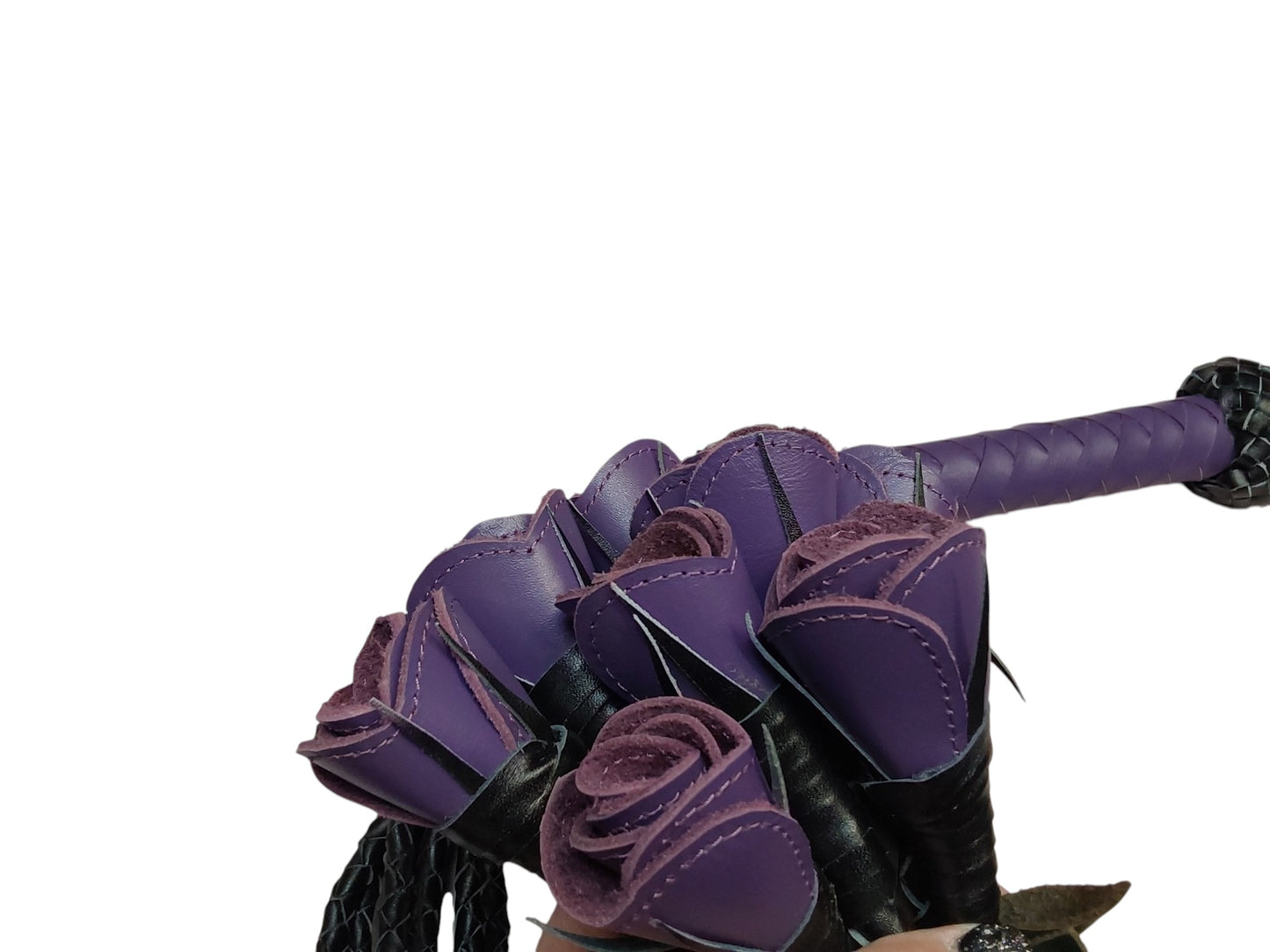 Hand Made, 100% Leather Purple (Vibrant ) Rose Splay Floggers Double Sided,Stitched Edges