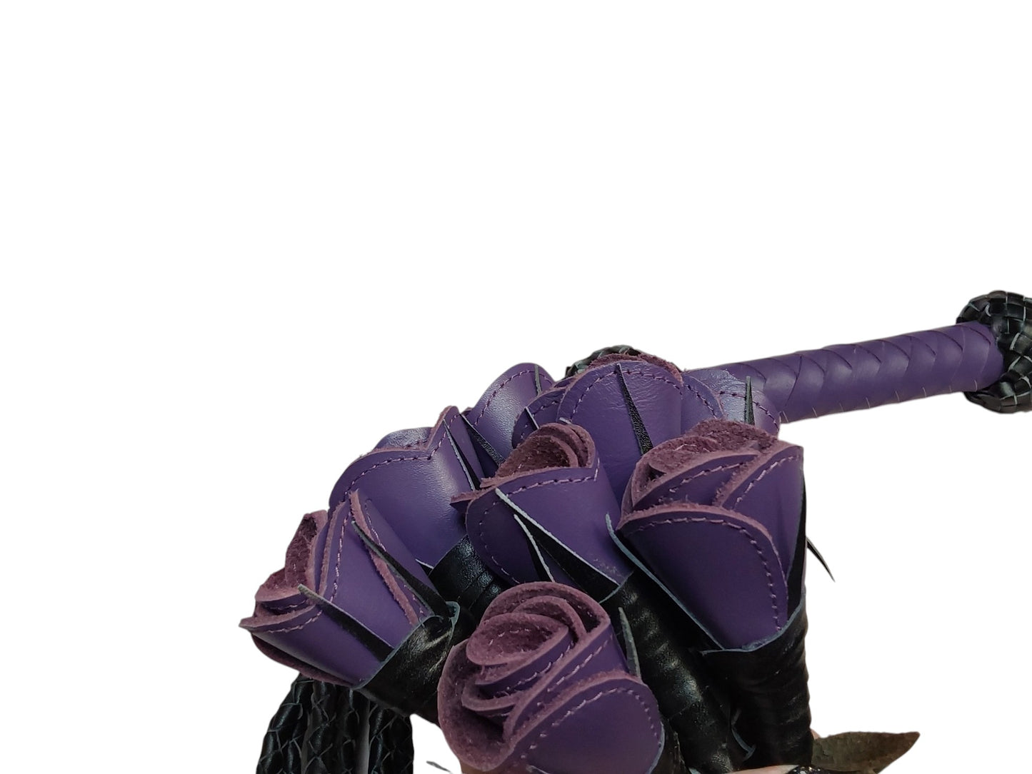 Hand Made, 100% Leather Purple (Vibrant ) Rose Splay Floggers Double Sided,Stitched Edges