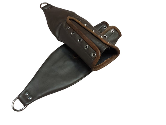 Hand-Made Leather Hand Binder/Mitts — Lace-Up with D-Ring (Pair)