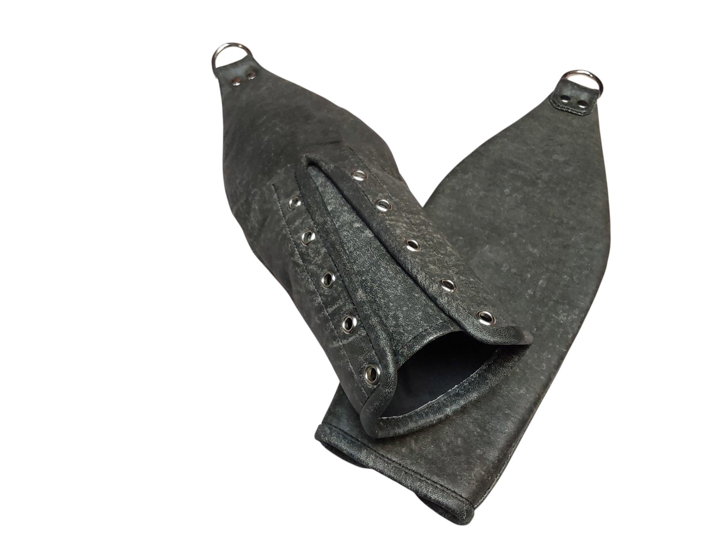 Hand-Made Leather Hand Binder/Mitts — Lace-Up with D-Ring (Pair)