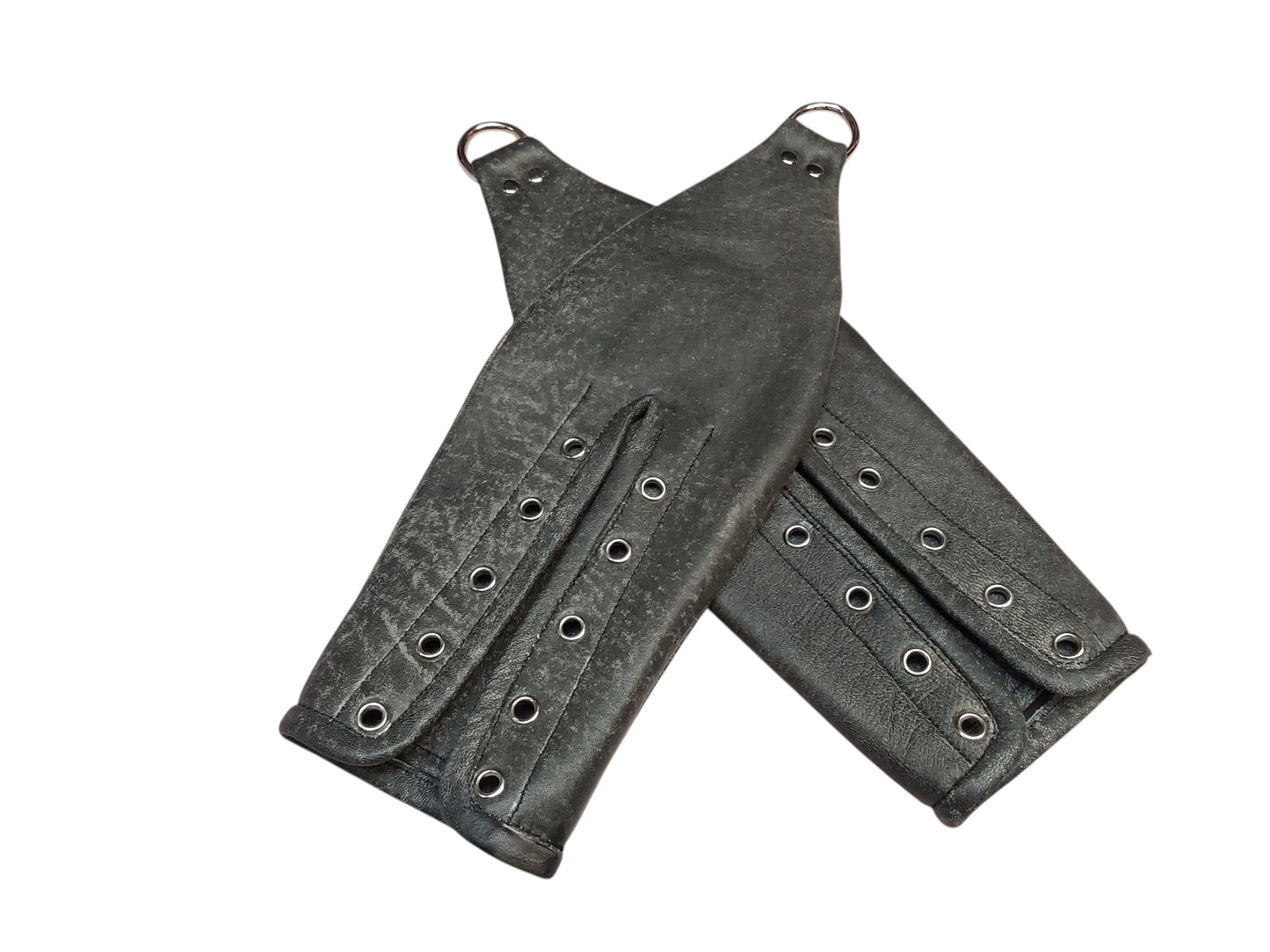 Hand-Made Leather Hand Binder/Mitts — Lace-Up with D-Ring (Pair)