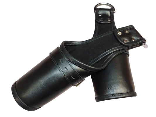 Handmade Black Leather Wrap-Around Wrist & Hand Cuffs — Lined, D-Ring (Pair)