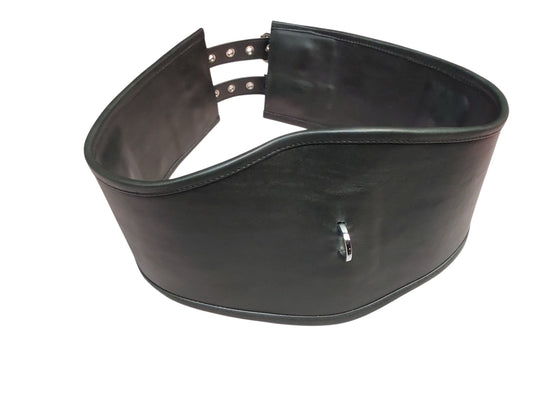 Handmade Leather Cinch Belt  BDSM , Bomdage — 3-Strap with D-Rings (Black/Silver)