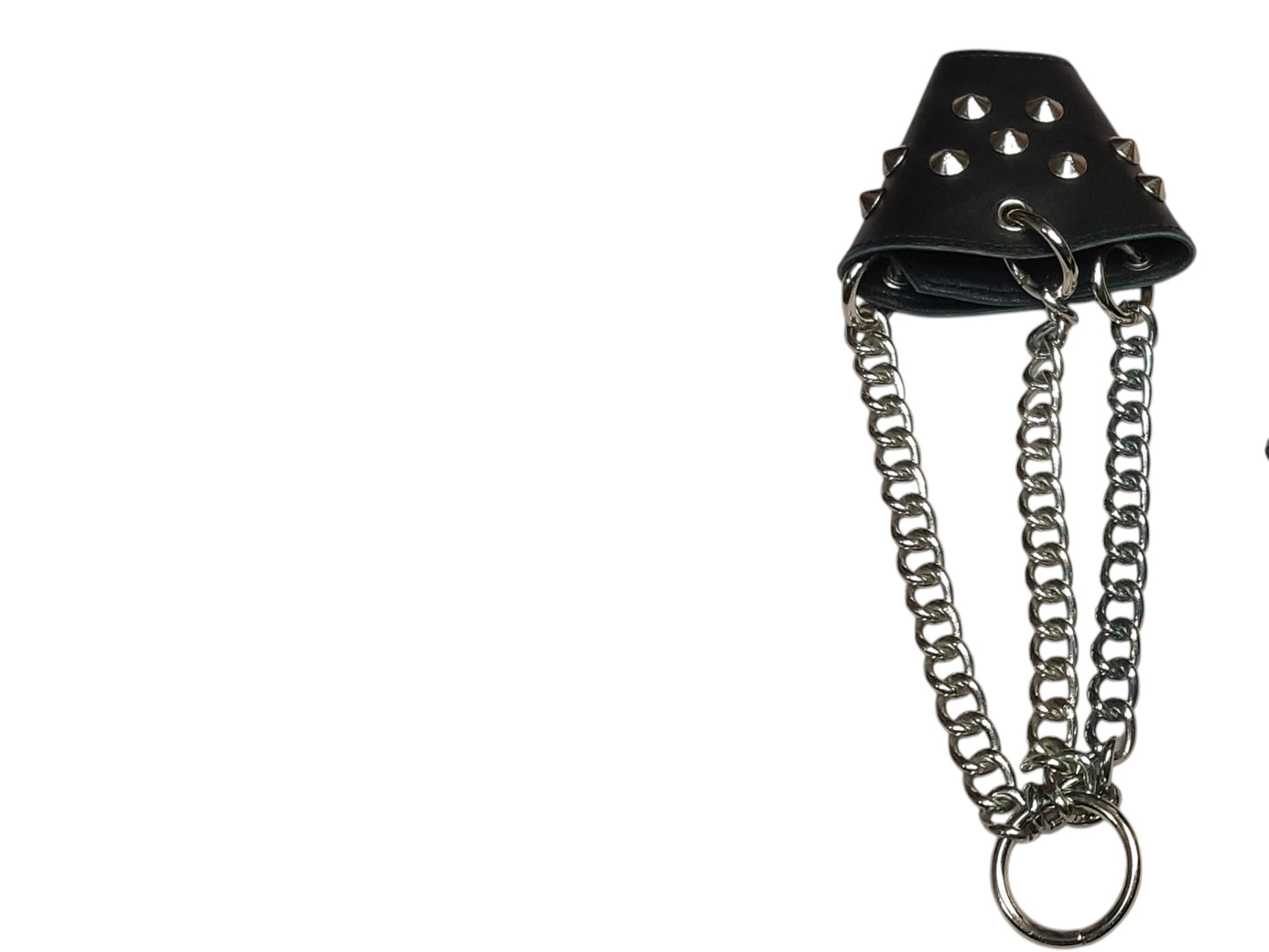 Hand-Made  Black Leather Parachute Ball Stretcher — With Chains (Silver)