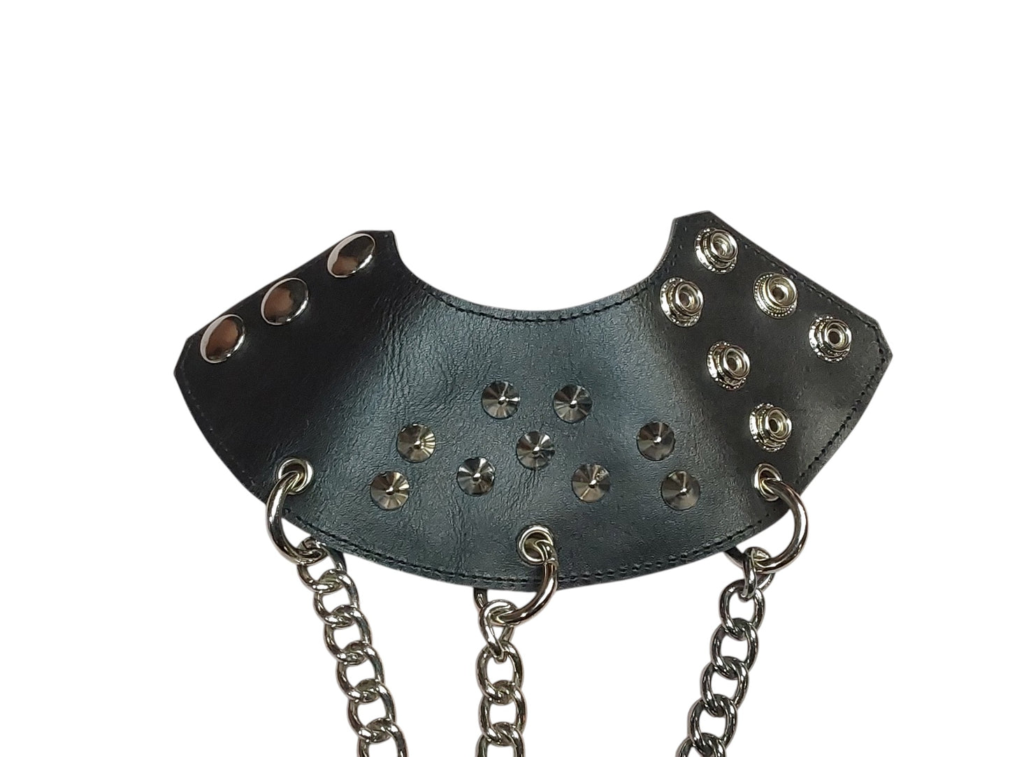Hand-Made  Black Leather Parachute Ball Stretcher — With Chains (Silver)
