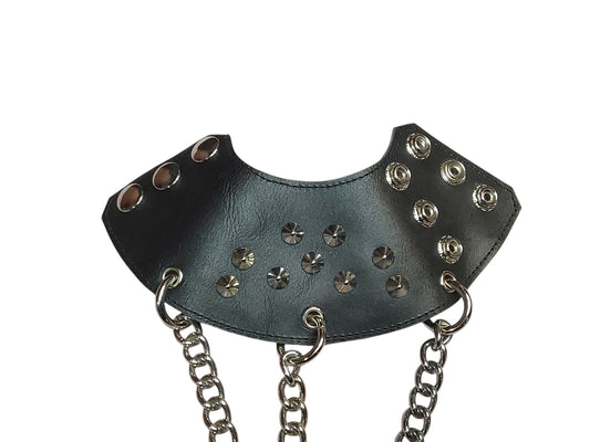 Hand-Made  Black Leather Parachute Ball Stretcher — With Chains (Silver)