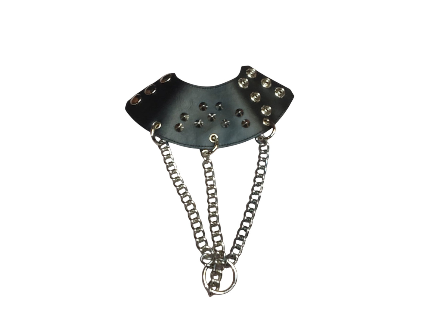 Hand-Made  Black Leather Parachute Ball Stretcher — With Chains (Silver)