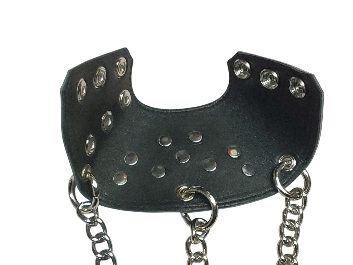 Hand-Made  Black Leather Parachute Ball Stretcher — With Chains (Silver)