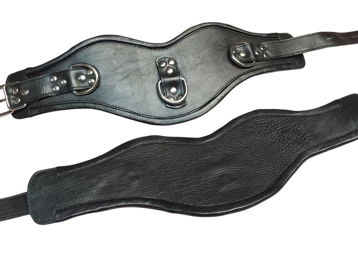 Hand-Made Leather Posture Collar with 3 D-Rings – BDSM Neck Restraint with Chin Support Plate