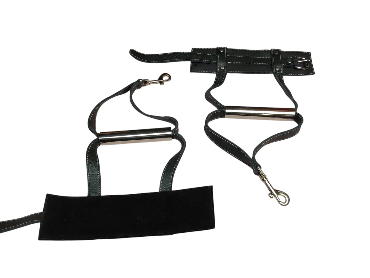 Hand-Made Leather Suspension Cuffs with Metal Hand Grip