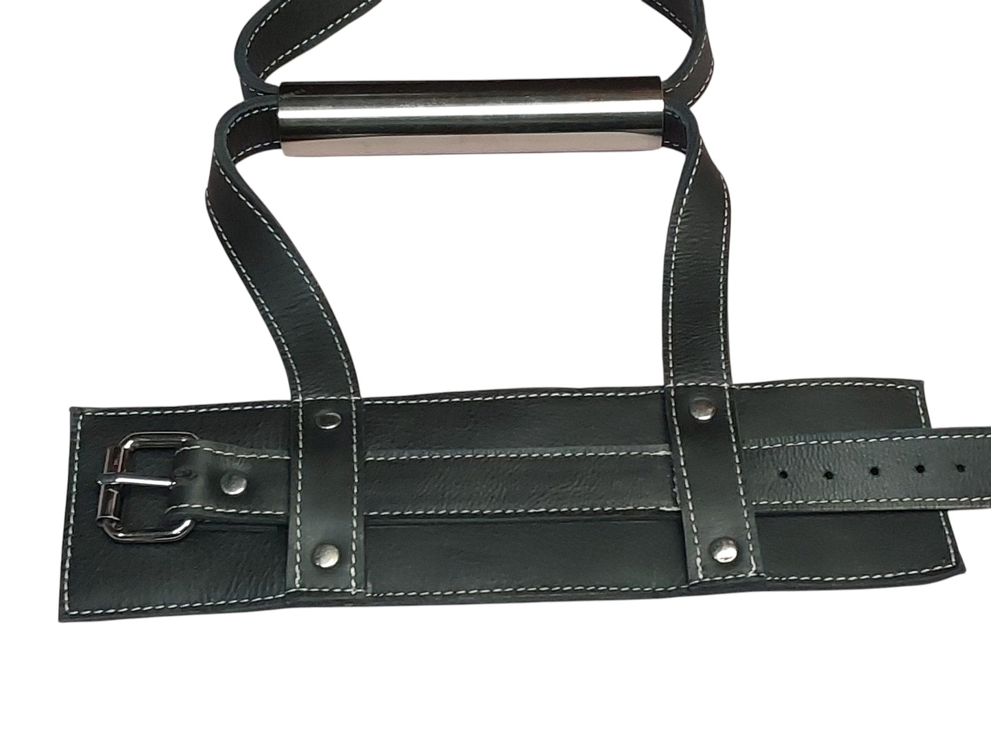 Hand-Made Leather Suspension Cuffs with Metal Hand Grip