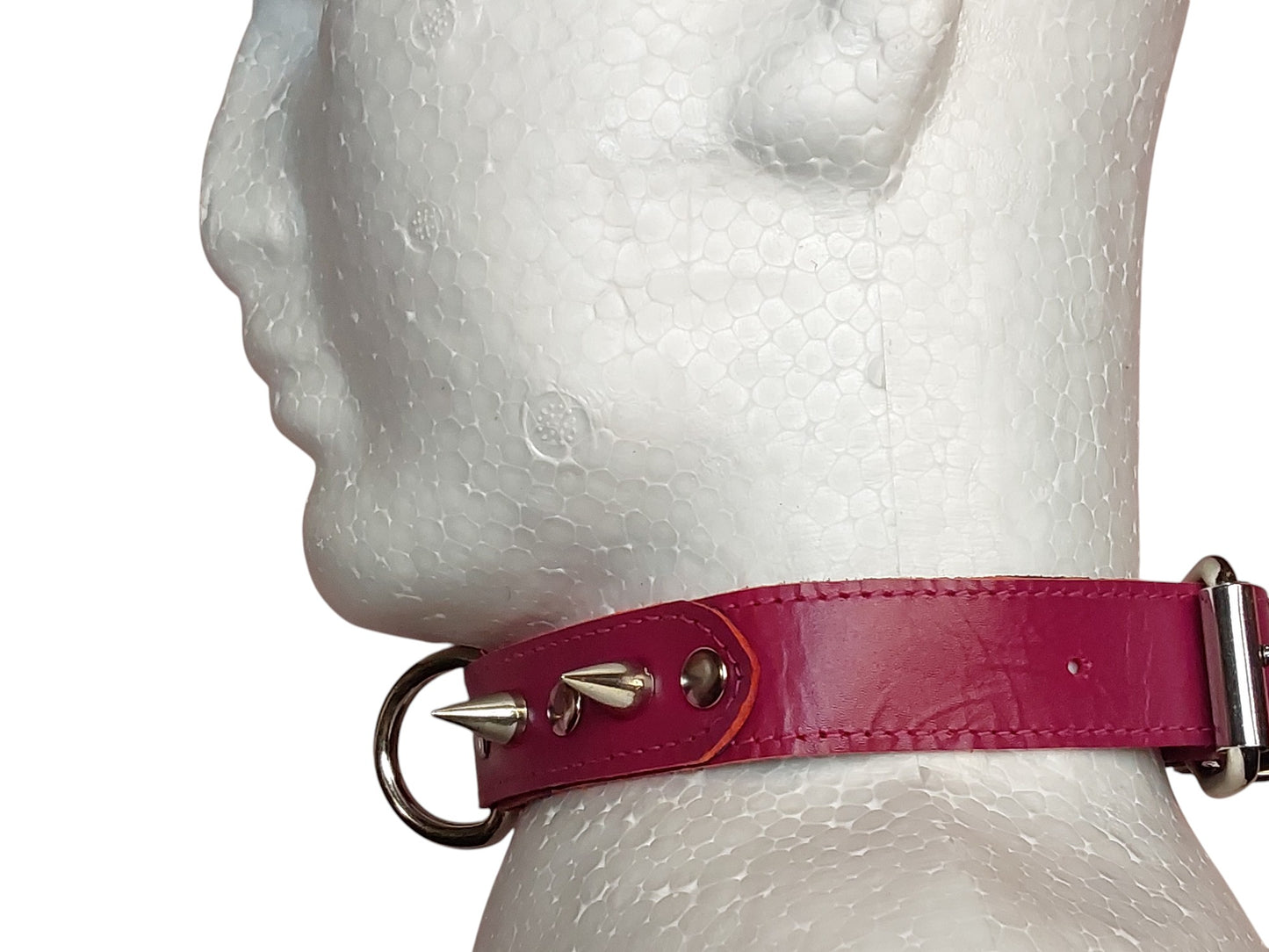 Handmade Leather Collar with Spikes & D-Ring | Adjustable BDSM