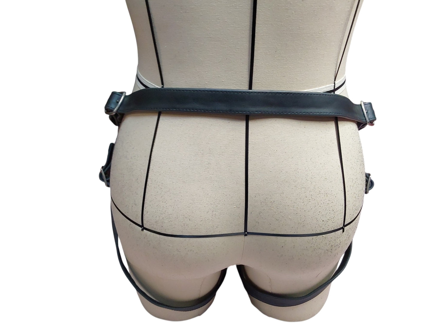 Handmade Black Leather Strap-On Harness — Removable 50 mm Ring, Adjustable Leg & Waist