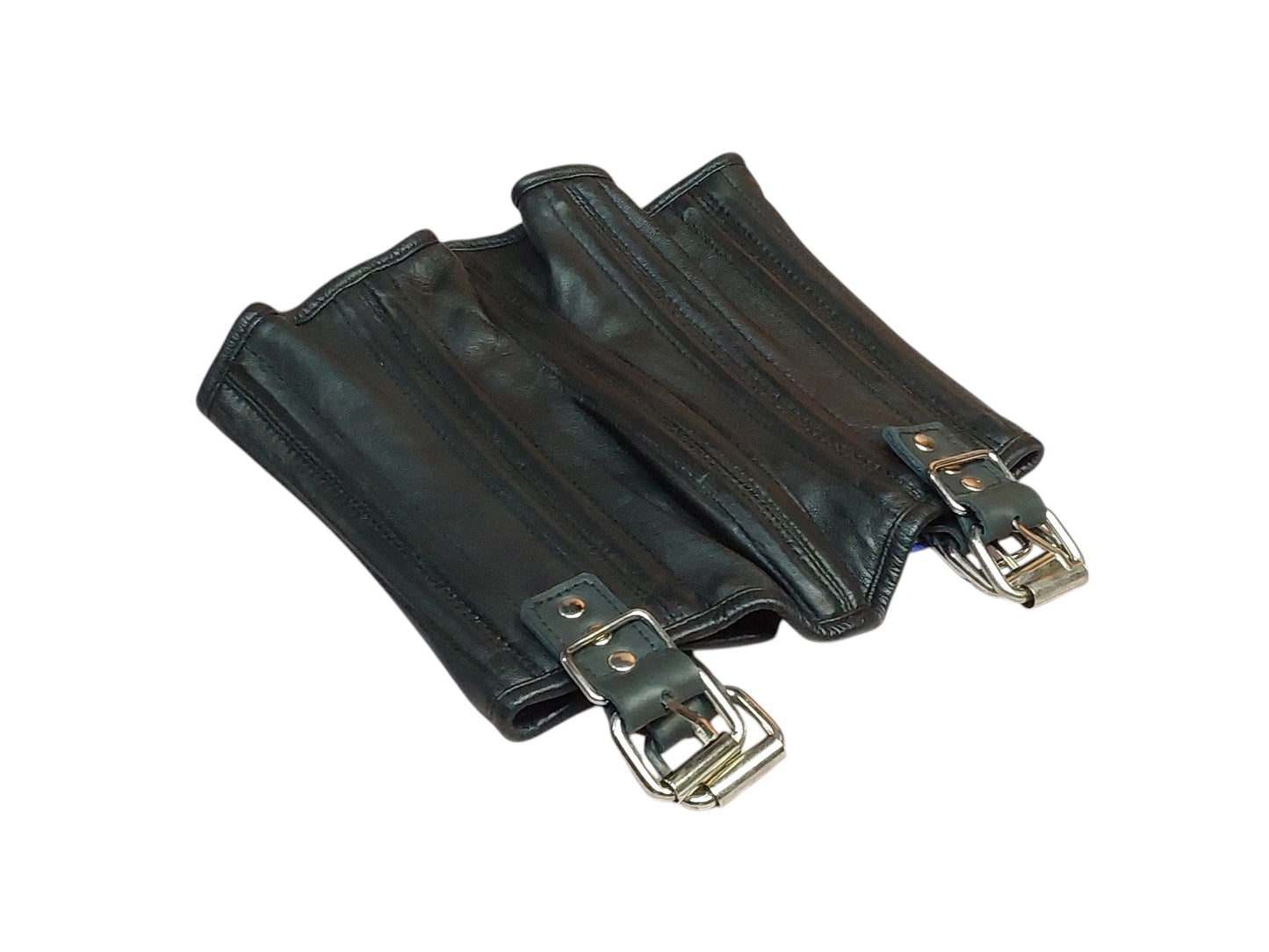 Handmade Leather Neck Corset — Black, Upright Straps (Non-Load-Bearing).With4 adjustable head straps