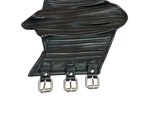 Handmade Leather Black Posture/Neck Collar Over Chin— 3-Buckle