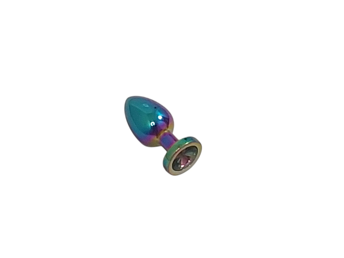 Round Metal Butt/Anal  Plug Small (Pine Cone Shaped) with Coloured Gem Small