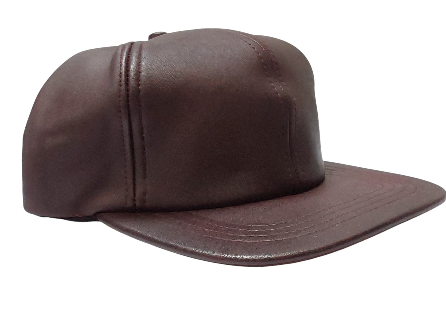 100% Hand Made, 6 Panel Sheep Leather, Mid Crown, Unisex Baseball Cap with Velcro Adjustable Back Strap