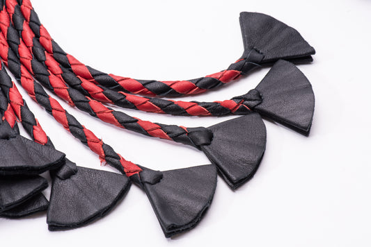 Hand Crafted Leather Traditional Cat of 9 Tails  Arrow , Red and Black