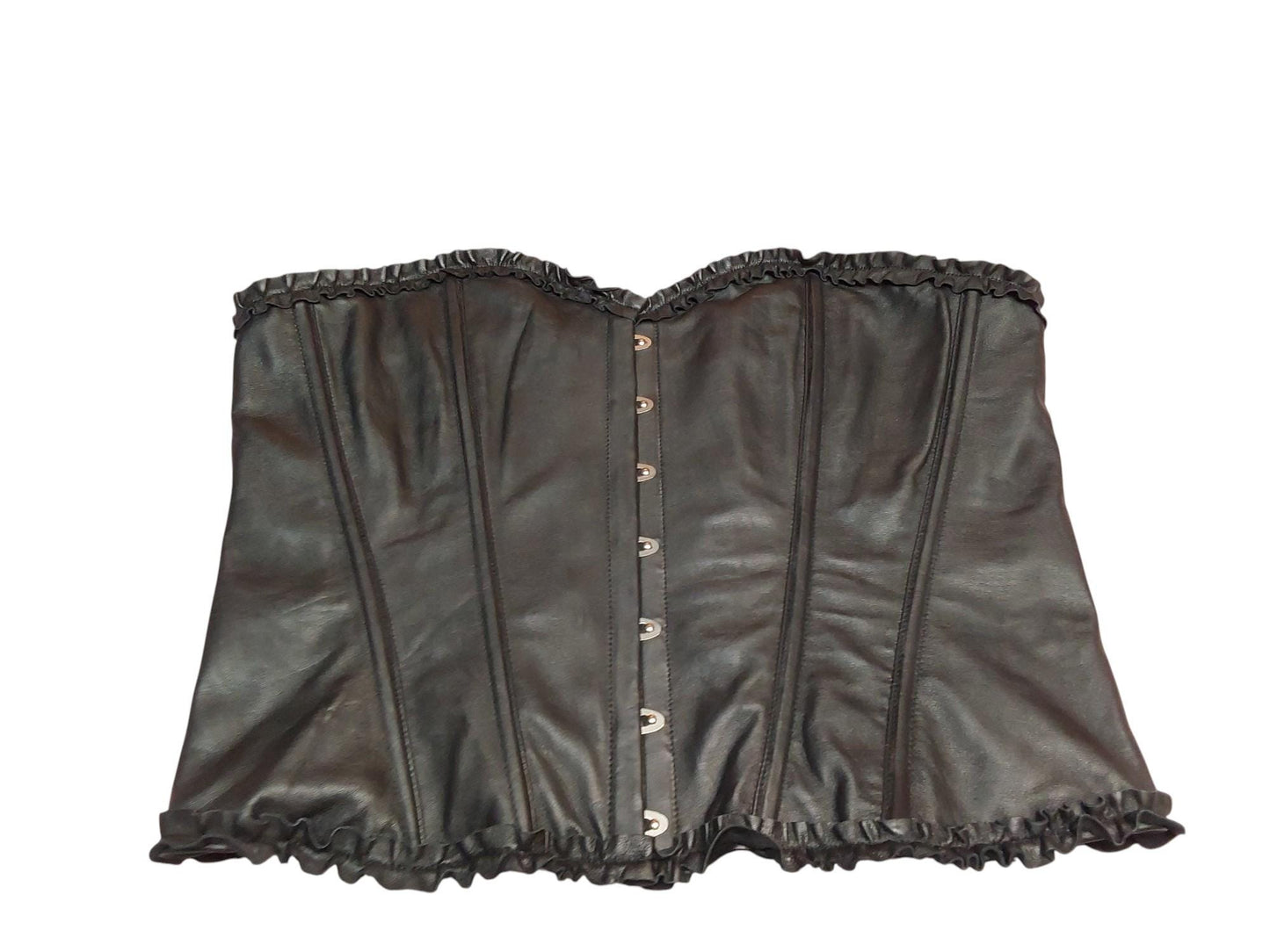 Inanna Corset – Over Bust Corset Goddess of Love & War | Handmade Leather with Frilled Edges