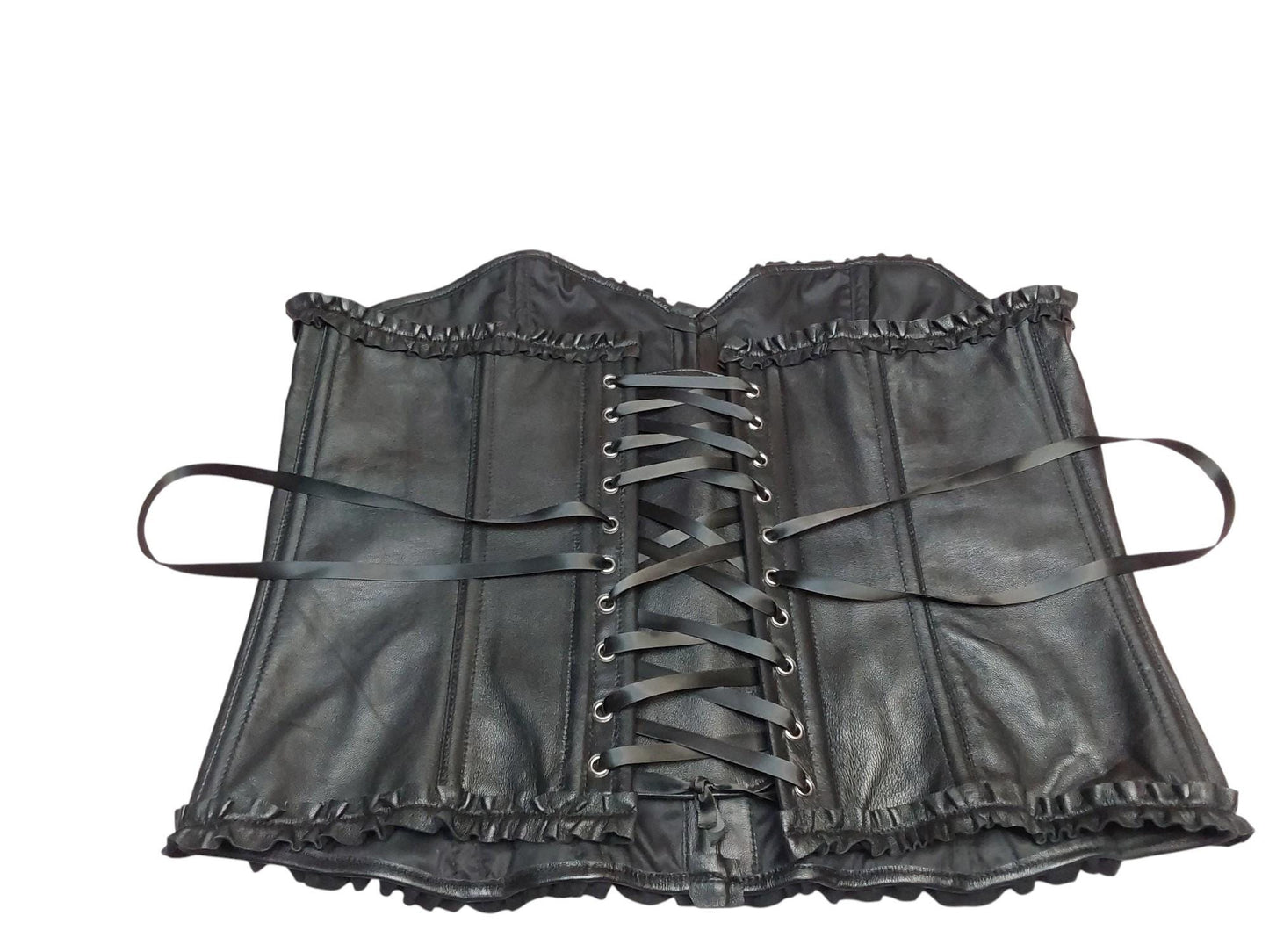 Inanna Corset – Over Bust Corset Goddess of Love & War | Handmade Leather with Frilled Edges