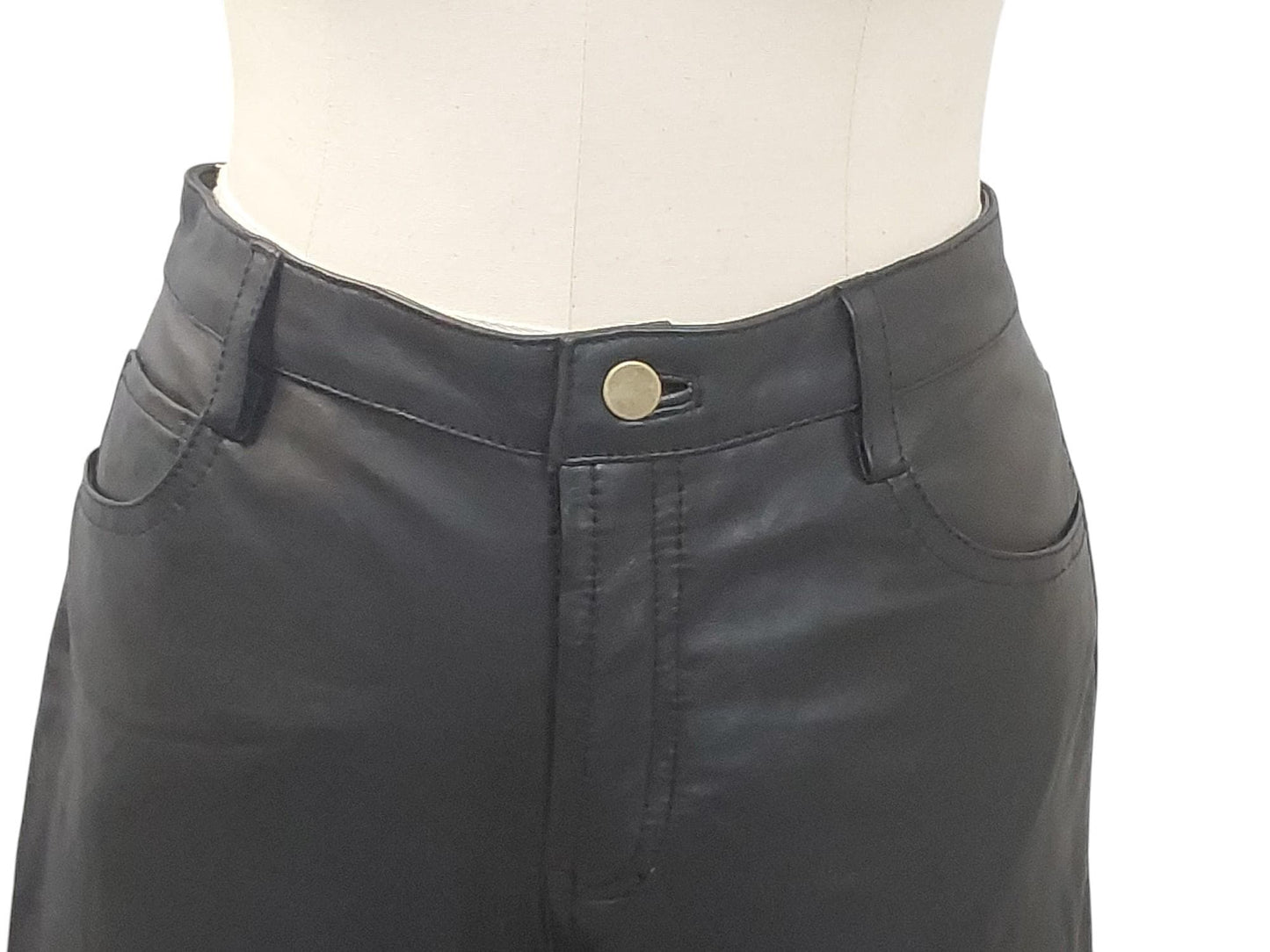 Women’s Handmade Lambskin Leather Jeans – Black Straight Leg Pants | Luxury Custom Leatherwear