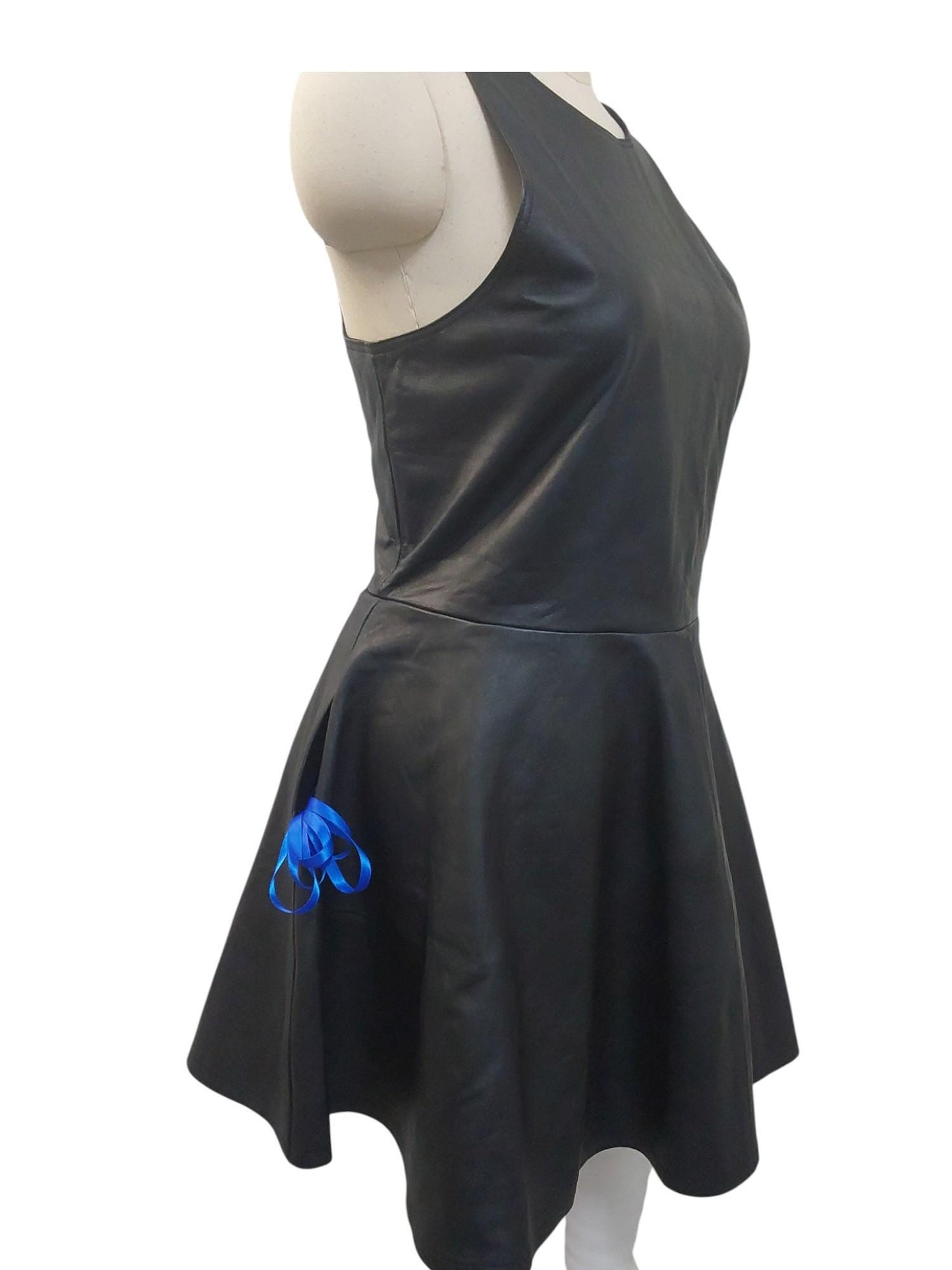 Handmade Black Lamb Leather Reversible Dress – Underbust Corset Pinafore, Round/Square Neck