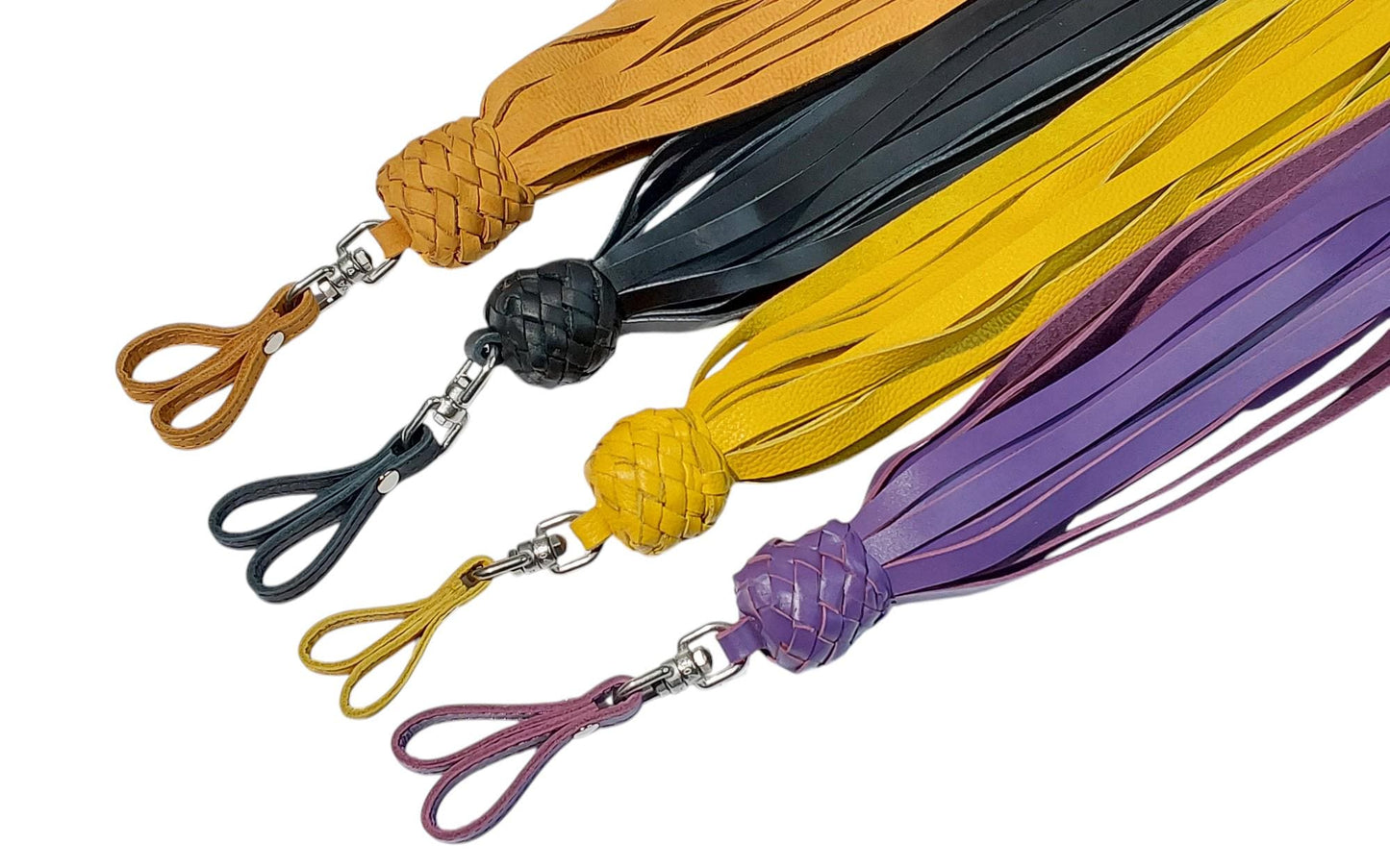 Twin Pack (2) Handmade Leather Finger Floggers Seductive Sensation Play - 45cm